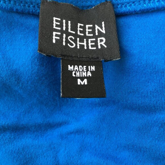 EILEEN FISHER Blue 100% Cotton 3/4 Sleeve Basic Shirt Top - Picture 2 of 7